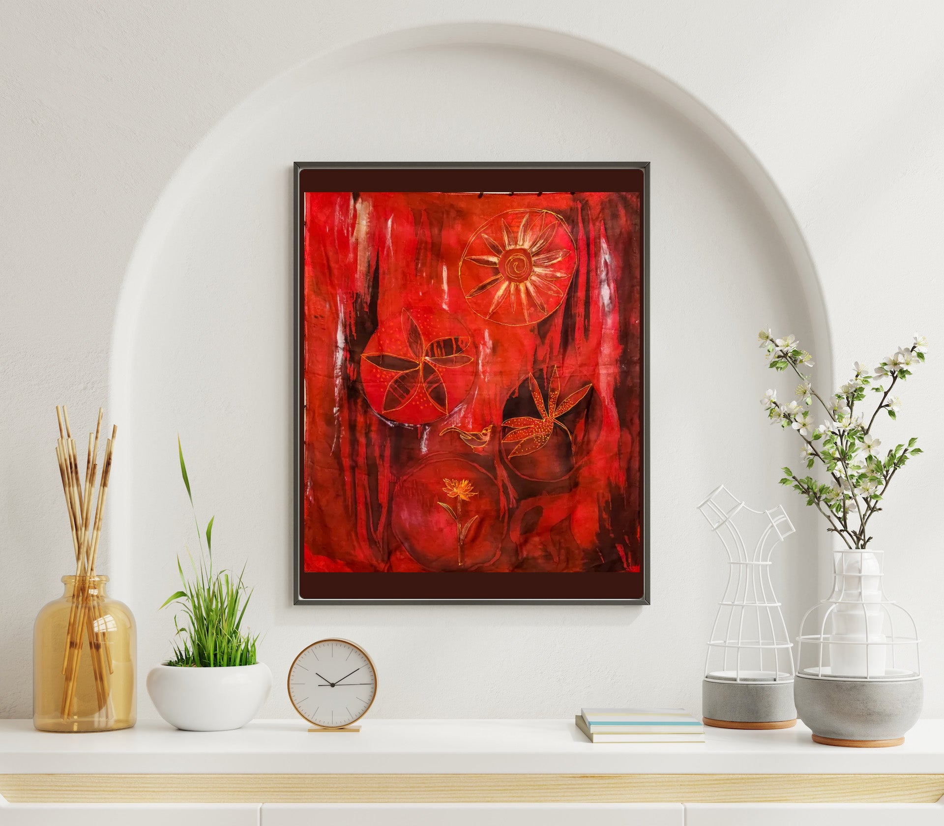 Red Silk painting
